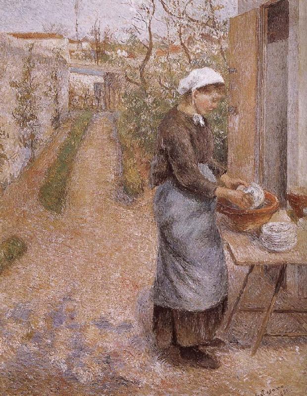 Camille Pissarro woman washing dishes Sweden oil painting art